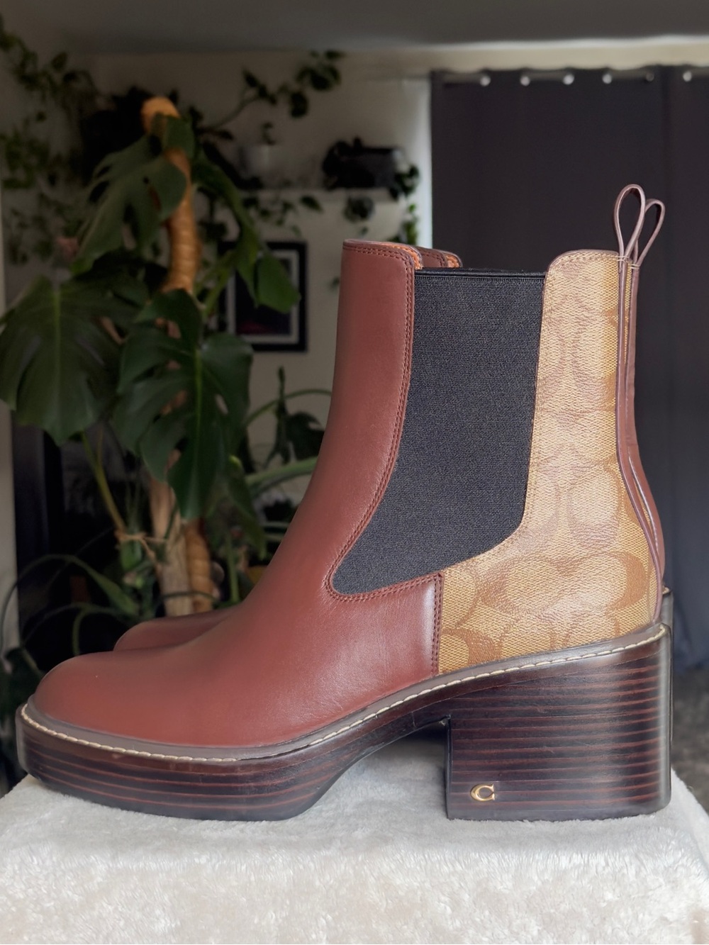 New COACH Kinsley Booties Brown Leather Monogram - Size US 10 / UK 8 / EU 40.5 - Picture 5 of 16